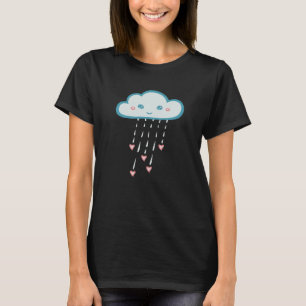 Glückliche blaue Regen-Wolke, die rosa Herzen T-Shirt