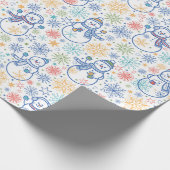 Glückliche blaue Schneemänner Geschenkpapier (Ecke)