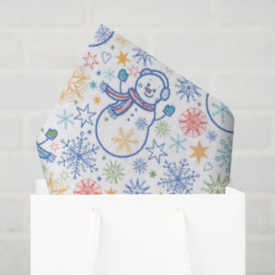 Glückliche blaue Schneemänner Seidenpapier