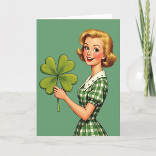 Glückliche Blondine Retro-Pop-Art-Karte Karte
