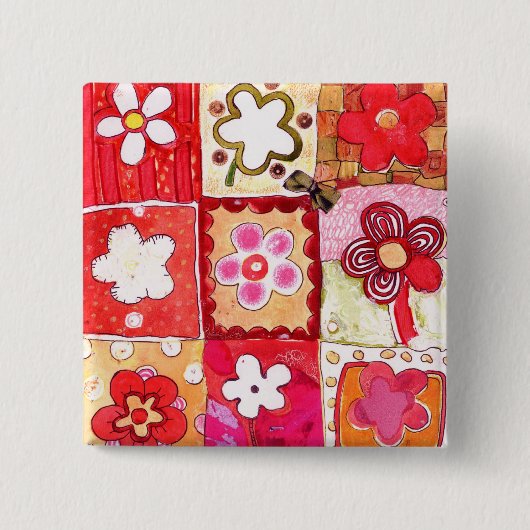 Glückliche Blume Button (Vorderseite)