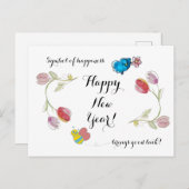 Glückliche Blume des neuen Jahres und Glückssymbol Postkarte (Vorne/Hinten)