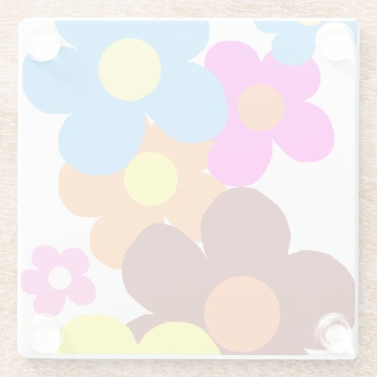 Glückliche Blume Glasuntersetzer (Rückseite)