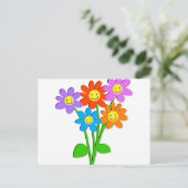 Glückliche Blume Postkarte (Stehend Vorderseite)