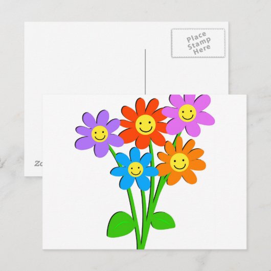 Glückliche Blume Postkarte (Vorne/Hinten)