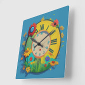 Glückliche Blume Quadratische Wanduhr (Winkel)
