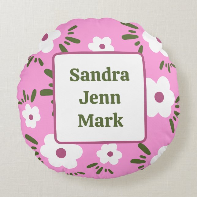 Glückliche Blume Rundes Kissen (Vorderseite)