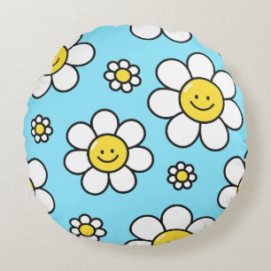 Glückliche Blume Rundes Kissen