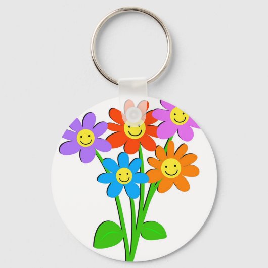 Glückliche Blume Schlüsselanhänger (Vorderseite)