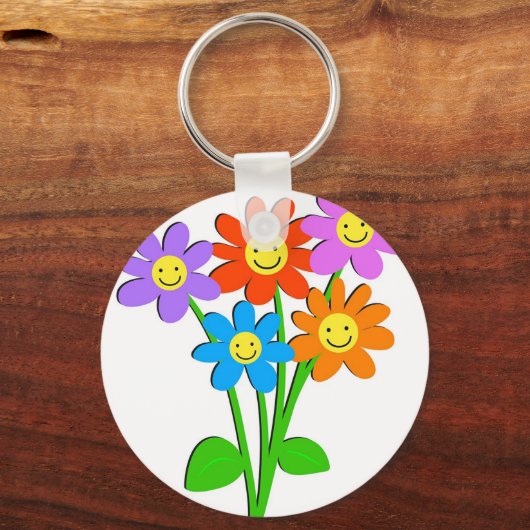 Glückliche Blume Schlüsselanhänger (Vorderseite)