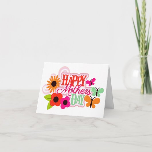 Glückliche Blume Schmetterlingstag Muttertag Karte (Vorderseite)
