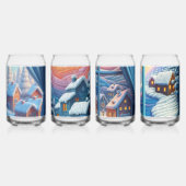 Glückliche Blume und Häuser im Schnee Dosenglas (Hinten)