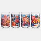 Glückliche Blume und Häuser im Schnee Dosenglas (Vorderseite)