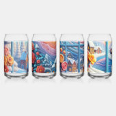 Glückliche Blume und Häuser im Schnee Dosenglas (Links)