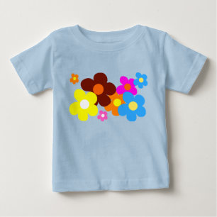 Glückliche Blumen Blassblau Baby T-shirt