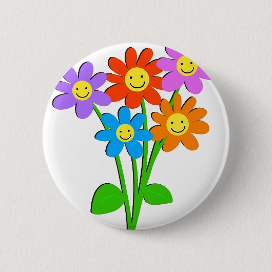 Glückliche Blumen Button (Vorderseite)
