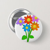 Glückliche Blumen Button (Vorne & Hinten)