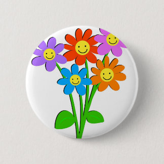 Glückliche Blumen Button