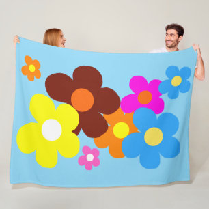 Glückliche Blumen Hellblauer Himmel Fleecedecke