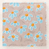 Glückliche Blumen Sandstein Glasuntersetzer (Vorderseite)