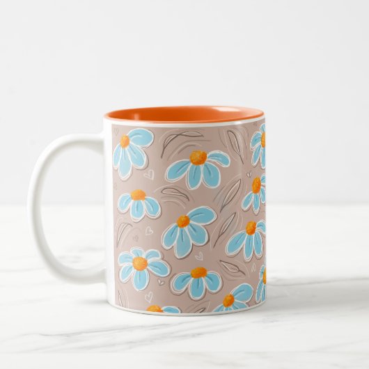Glückliche Blumen Zweifarbige Tasse (Links)