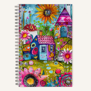 *~* Glückliche Blumenfantasie  Whimsical Cottage A Notizblock