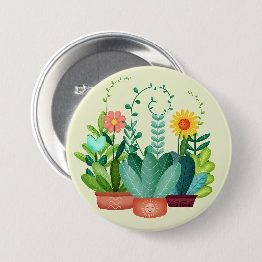 Glückliche Blüten Button (Vorne & Hinten)
