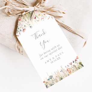 Glückliche Boho-Wildblumen-Hochzeits-Dankeschön Geschenkanhänger