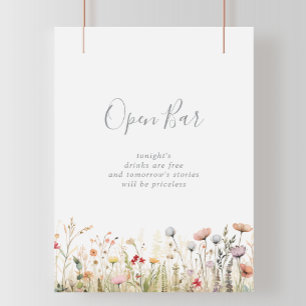 Glückliche Boho-Wildblumen-Hochzeits-Open-Bar Poster