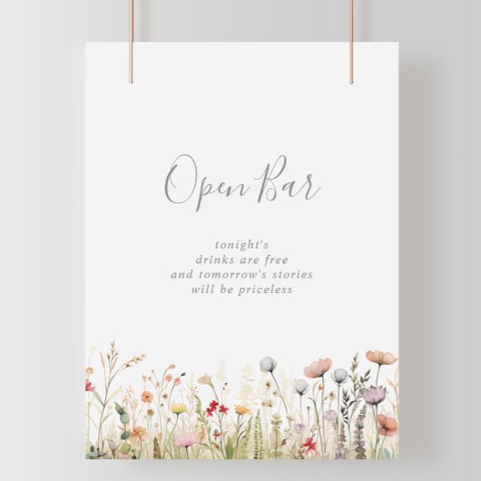 Glückliche Boho-Wildblumen-Hochzeits-Open-Bar Poster