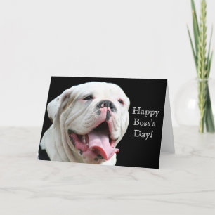 Glückliche Boss's Day White Bulldog Begrüßungskart Karte