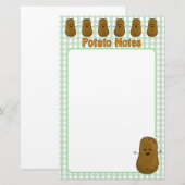 Glückliche Braune Kartoffel Grüne Gingham Briefpapier (Vorne/Hinten)