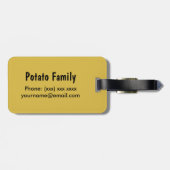 Glückliche braune Kartoffel personalisiert Gepäckanhänger (Rückseite horizontal)