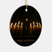 Glückliche brennende Kerzen Chanukkas Menorah Keramik Ornament (Rechts)