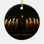 Glückliche brennende Kerzen Chanukkas Menorah Keramik Ornament (Vorne)