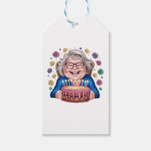 Glückliche Brille Oma Geburtstagsgrafik Geschenkanhänger (Vorderseite)
