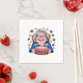 Glückliche Brille Oma Geburtstagsgrafik Serviette (Beispiel)
