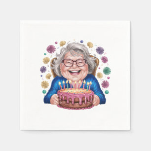 Glückliche Brille Oma Geburtstagsgrafik Serviette
