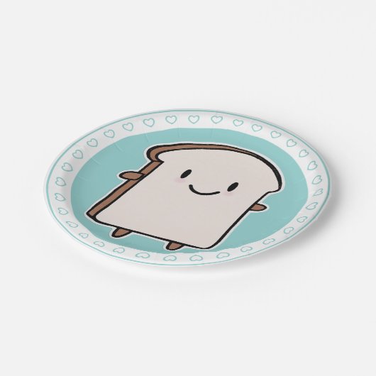 Glückliche Brot-Scheibe Pappteller (Schrägansicht)