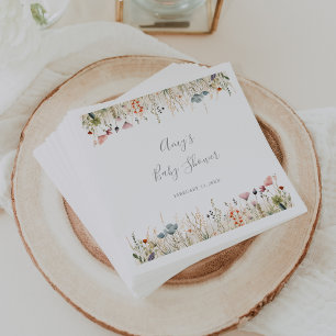 Glückliche Bunte Boho Wildblumen Baby Shower Serviette