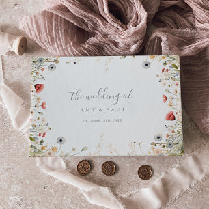 Glückliche Bunte Boho Wildblumen-Hochzeit Gästebuch