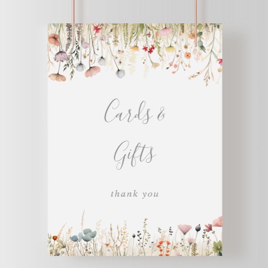 Glückliche Bunte Boho Wildblumen Karten und Gesche Poster