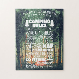 Glückliche Camper Familienname Camping Regeln Puzzle