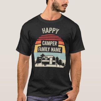 Glückliche Camper-Familienname Retro-Camping T-Shirt