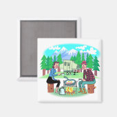 Glückliche Camper Magnet (Vorderseite/Rückseite)