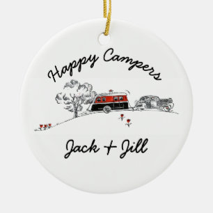 Glückliche Camper Personalisiert Vintage-Wohnmob Keramikornament