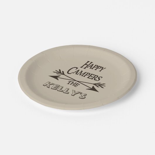 Glückliche Camper personalisierter RV Pappteller (Schrägansicht)