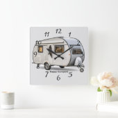 Glückliche Camper Quadratische Wanduhr (Zuhause)