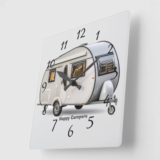 Glückliche Camper Quadratische Wanduhr (Winkel)