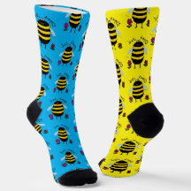 Glückliche Cartoon-Bienen-Socken